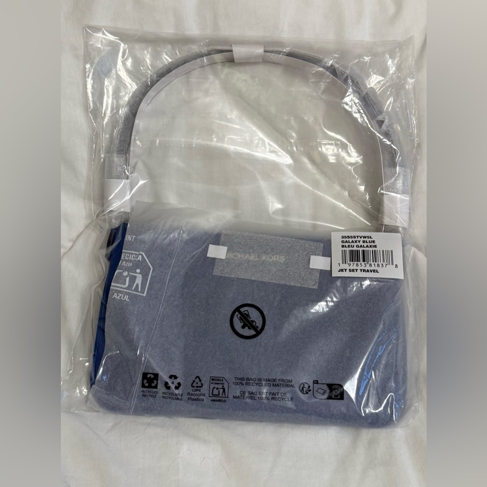 Michael Kors Jet Set Galaxy Blue Pebbled Leather Wristlet, NWT - Picture 11 of 14